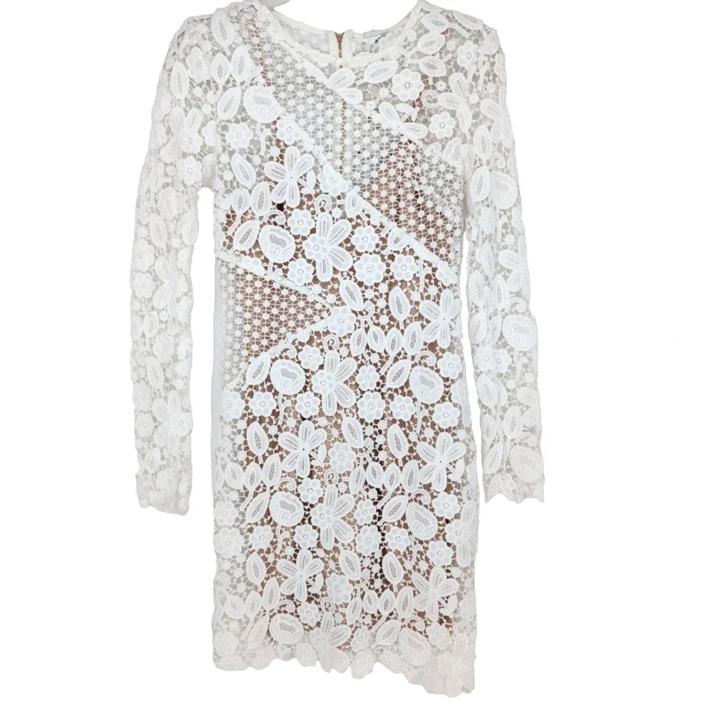 Selfie Leslie Reinhart White Lace Coquette Sheer Angel Fairycore Mini Dress XS - Picture 4 of 12